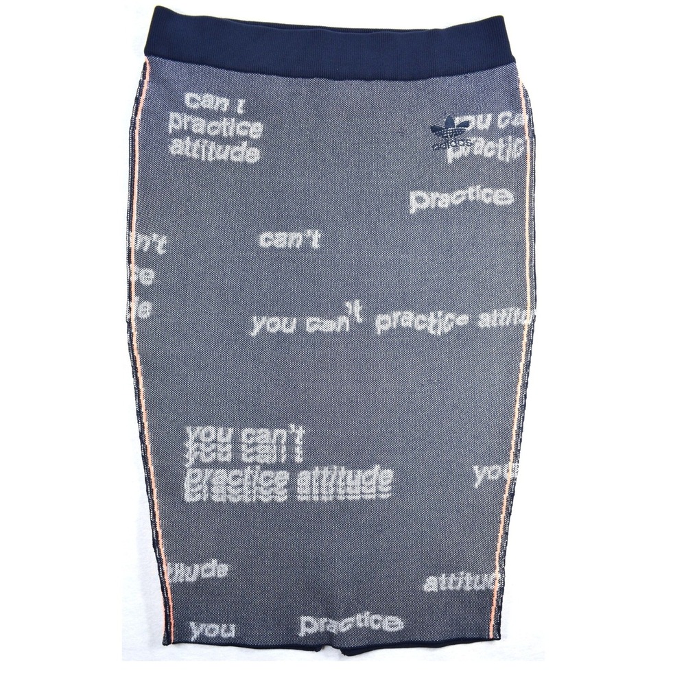 Adidas Originals Navy Blue Knit Pencil Skirt You Cant Practice Attitude Size M